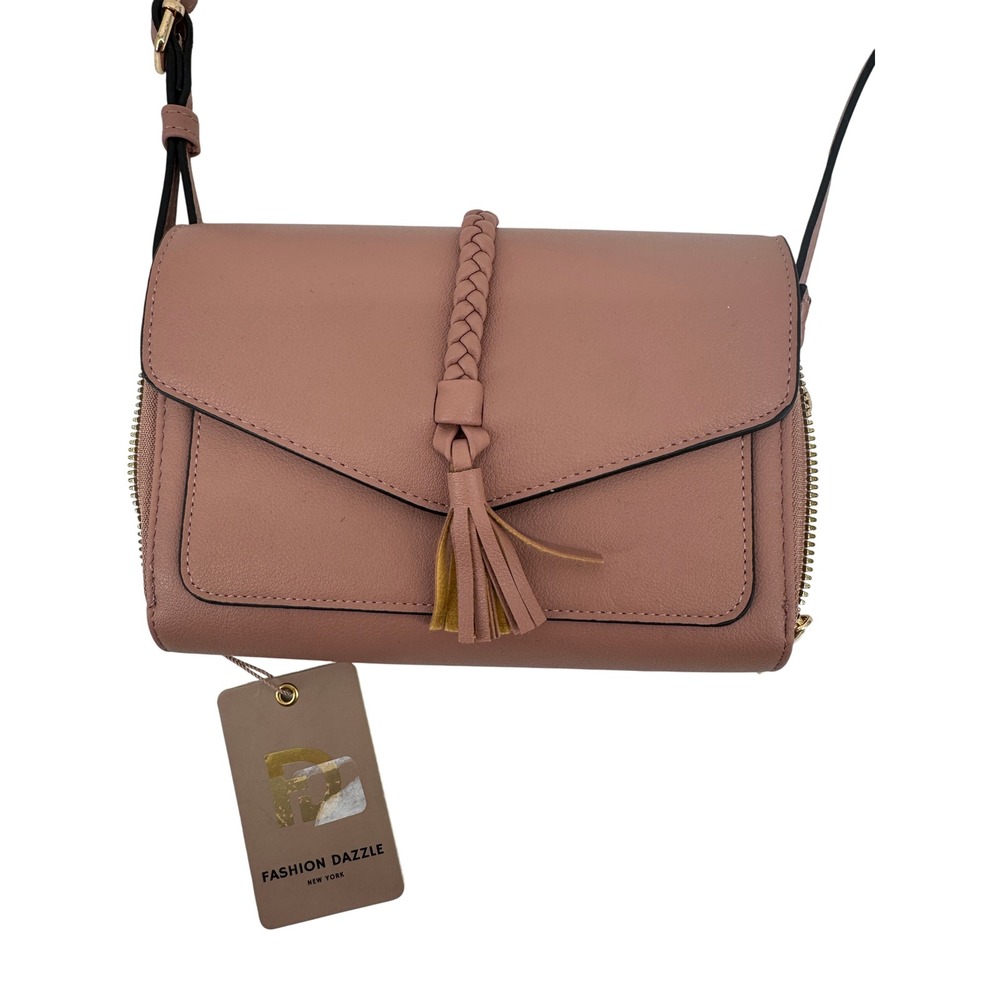 Fashion Dazzle Crossbody Bag Women Small Mauve Vegan Leather Tassel FDN208 MV
